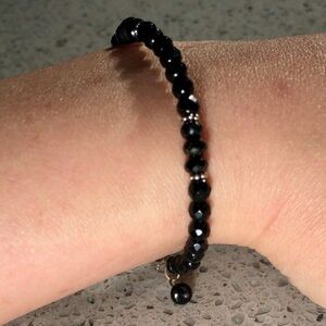 New Genuine Natural Black Spinel Onyx Sterling Silver Bracelet